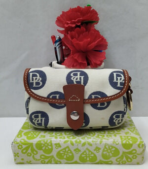 Dooney & Bourke White Canvas Leather Trim Flap Coin Wallet